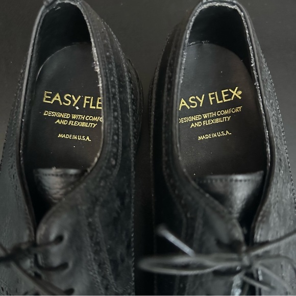 Sears Vintage Easy Flex Mens Brogue Wingtip Shoes Black Made In USA Size‎ 9.5 D